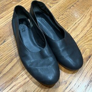 Black Vince leather ballet flats